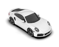 White sport car on transparent background. 3d rendering - illustration png