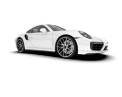 White sport car on transparent background. 3d rendering - illustration png