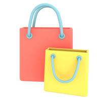 3D Icon shopping bag yellow and red E Commerce png