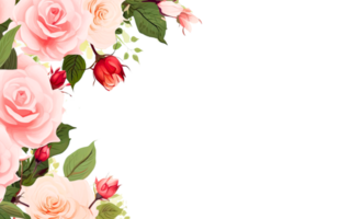 ai generato un' rosa fiore clipart confine. per decorazione carte, inviti, striscioni, png