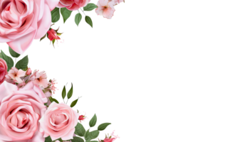 ai generato un' rosa fiore clipart confine. per decorazione carte, inviti, striscioni, png