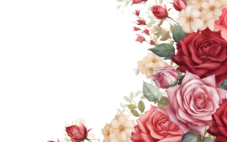 ai generated a Rose flower Clipart border. For decorating cards, invitations, banners, png