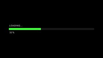 Caricamento in corso verde progresso bar su nero sfondo video