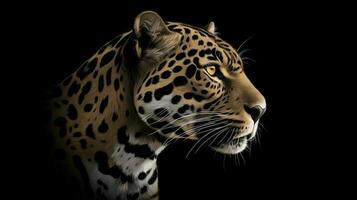 jaguar con un negro antecedentes ilustración ai generado foto