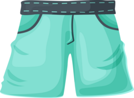 Men's swimming trunks png. Blue boxer shorts in cartoon style. Illustration isolated on transparent background. png