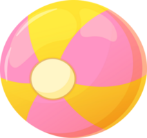 Colorful beach ball png. Yellow and purple ball in cartoon style. Illustration isolated on transparent background. png