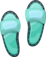 strand slippers png. blauw omdraaien flops in tekenfilm stijl. illustratie geïsoleerd Aan transparant achtergrond. png