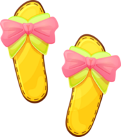 Summer women's shoes png. Colorful stylish accessories with bow. Cartoon style. Illustration isolated on transparent background. png