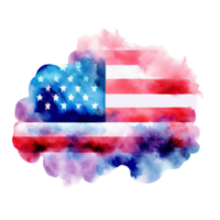 Watercolor 4th July American Flag Sublimation Clipart Design.  It can be used this graphic for any merchandise. It is perfect for any project packaging, stationery, mugs, bags, pillows, t-shirts etc. png