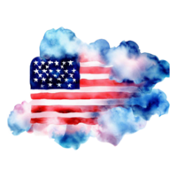 Watercolor 4th July American Flag Sublimation Clipart Design.  It can be used this graphic for any merchandise. It is perfect for any project packaging, stationery, mugs, bags, pillows, t-shirts etc. png