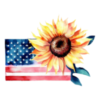 Watercolor 4th July American Flag Sublimation Clipart Design.  It can be used this graphic for any merchandise. It is perfect for any project packaging, stationery, mugs, bags, pillows, t-shirts etc. png