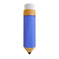 une mignonne crayon avec un la gomme png transparent arrière-plan, une modèle de papeterie dans une retour à l'école thème, 3d illustration