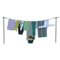 clothes drying on a clothesline isolated 3d png