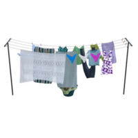 clothes drying on a clothesline isolated 3d png