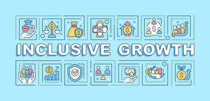 Inclusive growth word concepts blue banner. Sustainable development. Infographics with editable icons on color background. Isolated typography. Vector illustration with text