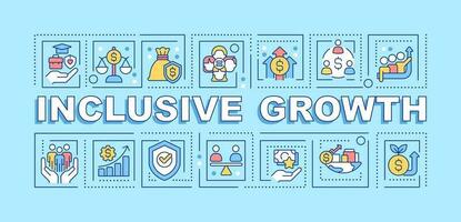 Inclusive growth word concepts blue banner. Sustainable development. Infographics with editable icons on color background. Isolated typography. Vector illustration with text