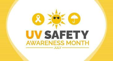 UV Safety Awareness Month background, banner, poster and card design template celebrated in july. vector