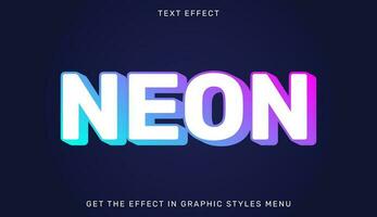 Editable neon text effect in 3d style isolated on dark background. Text emblem for brand or business logo vector