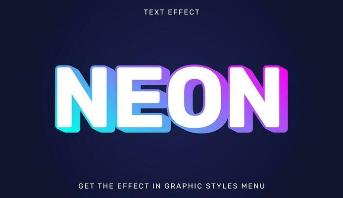 Editable neon text effect in 3d style isolated on dark background. Text emblem for brand or business logo