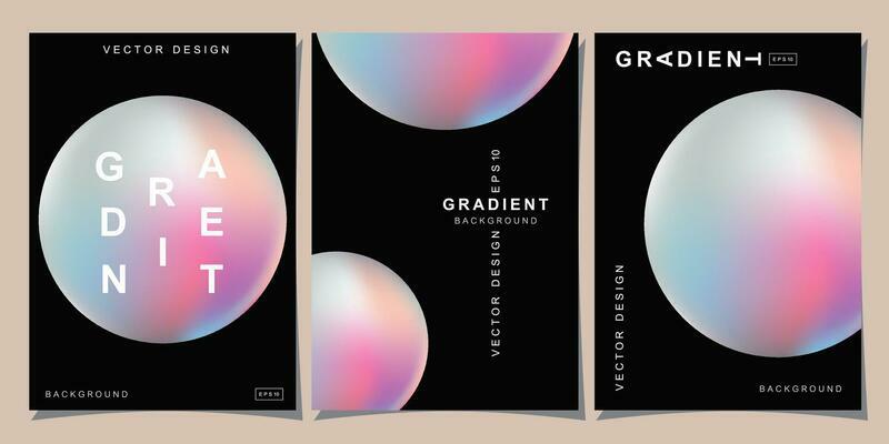 Set of creative covers or posters concept in modern minimal style for corporate identity, branding, social media advertising, promo. Minimalist cover design template with dynamic fluid gradient.