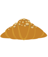 croissant almond nuts on top. Badge bakery for design menu cafe. Isolated and illustration. png