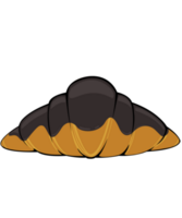 croissant chocolate cream on top. Badge bakery for design menu cafe. Isolated and illustration. png