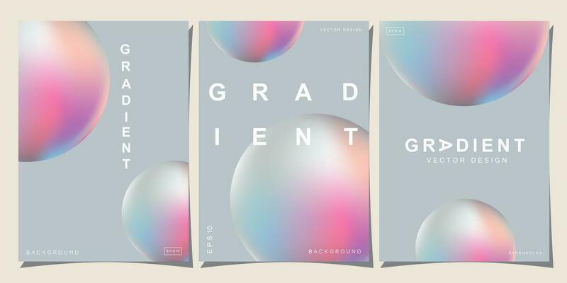 Set of creative covers or posters concept in modern minimal style for corporate identity, branding, social media advertising, promo. Minimalist cover design template with dynamic fluid gradient.