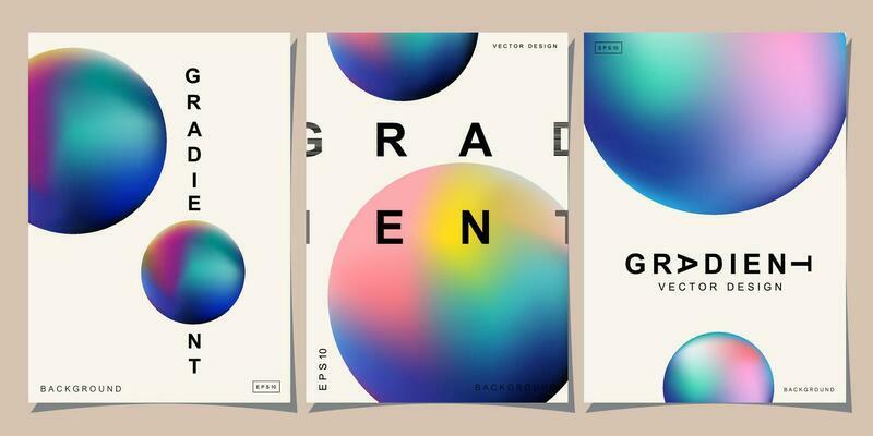 Set of creative covers or posters concept in modern minimal style for corporate identity, branding, social media advertising, promo. Minimalist cover design template with dynamic fluid gradient.