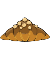 croissant caramelo creme com macadâmia noz em topo. crachá padaria para Projeto cardápio cafeteria. isolado e ilustração. png