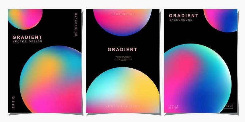 Set of creative covers or posters concept in modern minimal style for corporate identity, branding, social media advertising, promo. Minimalist cover design template with dynamic fluid gradient.