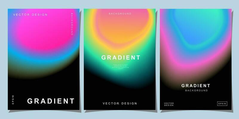 Set of creative covers or posters concept in modern minimal style for corporate identity, branding, social media advertising, promo. Minimalist cover design template with dynamic fluid gradient.