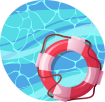 rot Rettungsring auf Wasser png. Rettungsschwimmer oben Sicht. Illustration isoliert auf transparent Hintergrund. png