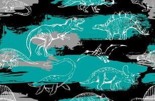 Seamless Dino pattern, print for T-shirts, textiles, wrapping paper, web. Original design with t-rex,dinosaur. grunge design for boys . vector