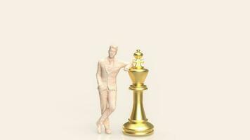 The Business figure and king chess 3d rendering photo