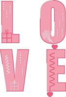 Pink creative Text Love for Valentine's Day. vector