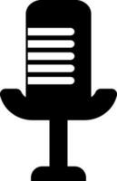 Black and white microphone in flat style. vector