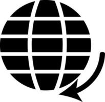 Arrow around earth globe in black and white color. vector