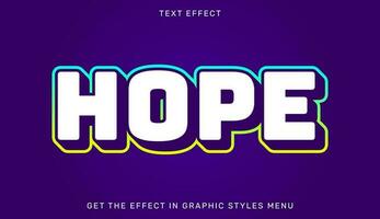 Hope editable text effect in 3d style. Text emblem for brand or business logo vector