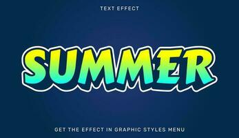 Editable summer text effect in 3d style. Text emblem for branding or business logo vector