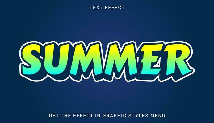 Editable summer text effect in 3d style. Text emblem for branding or business logo