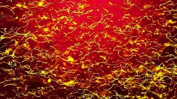 abstract Sperm Swimming animated yellow light particles on red background. video