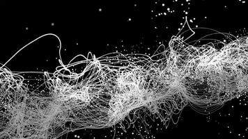 3D abstract digital technology animated white light particles on black background. video