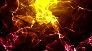 3D abstract digital technology animated orange light on red gradient background. video