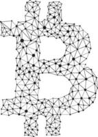 Sign of bitcoin with blockchain pattern in isolated. vector