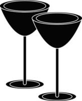 Black pair of cocktail glasses. vector