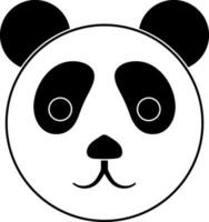 Cute panda bear face icon in Black and White style. vector