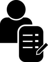 Character of man with document and pen. vector