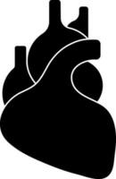 Black human heart on white background. Glyph icon or symbol. vector