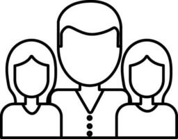 Character of faceless father with two daughters. vector