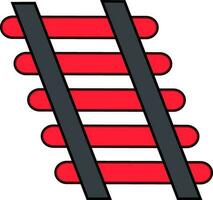 Icon of fire ladder in red and gray color. vector